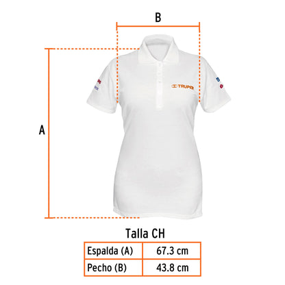 Playera polo para mujer color blanco en talla CH con tejido piqué