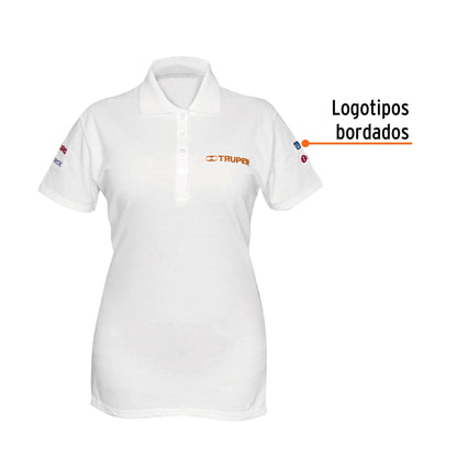 Playera polo para mujer color blanco en talla G con tejido piqué