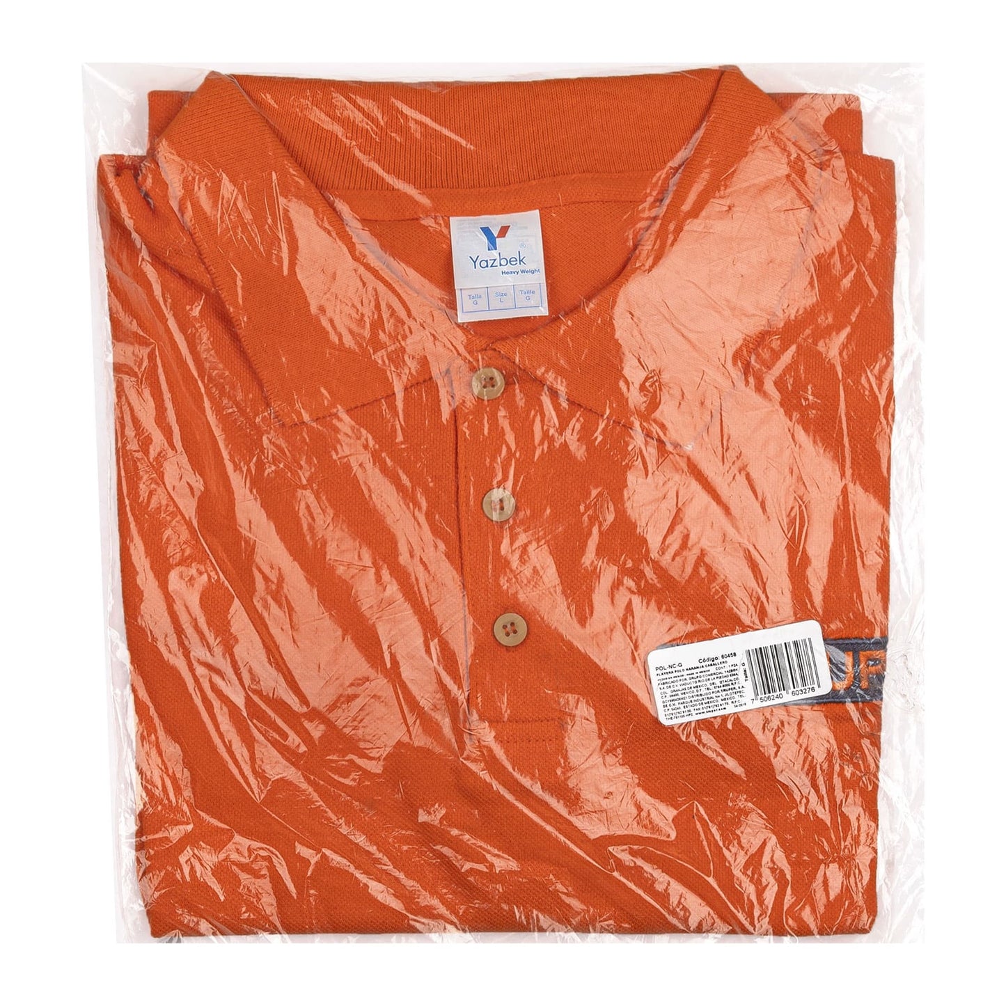 Playera polo para hombre color naranja en talla G con tejido piqué