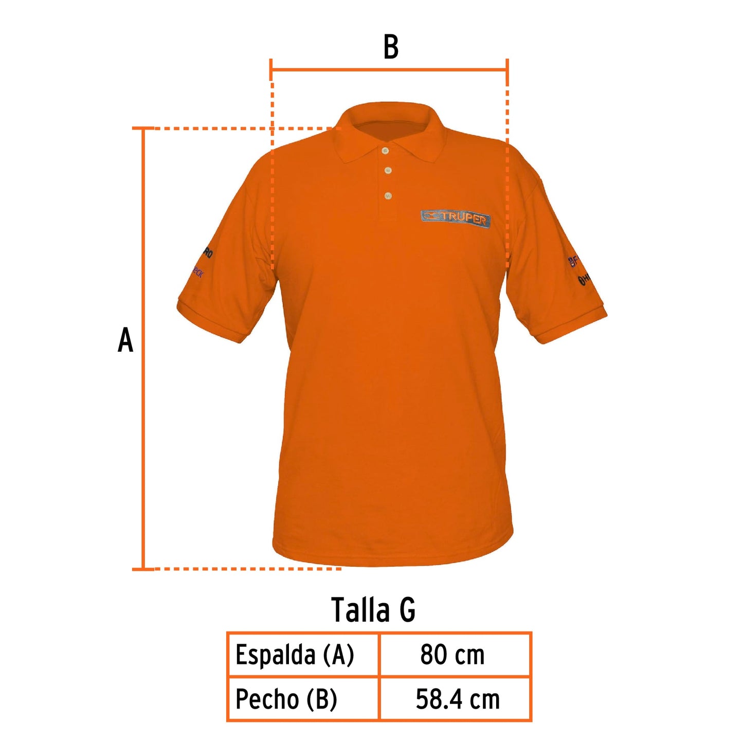 Playera polo para hombre color naranja en talla G con tejido piqué