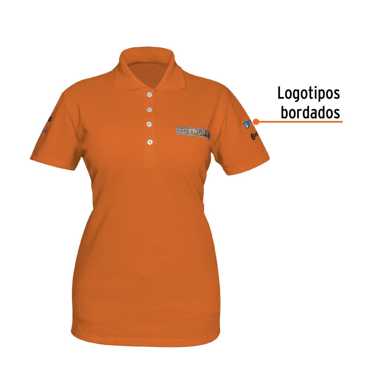 Playera polo para mujer color naranja en talla G con tejido piqué