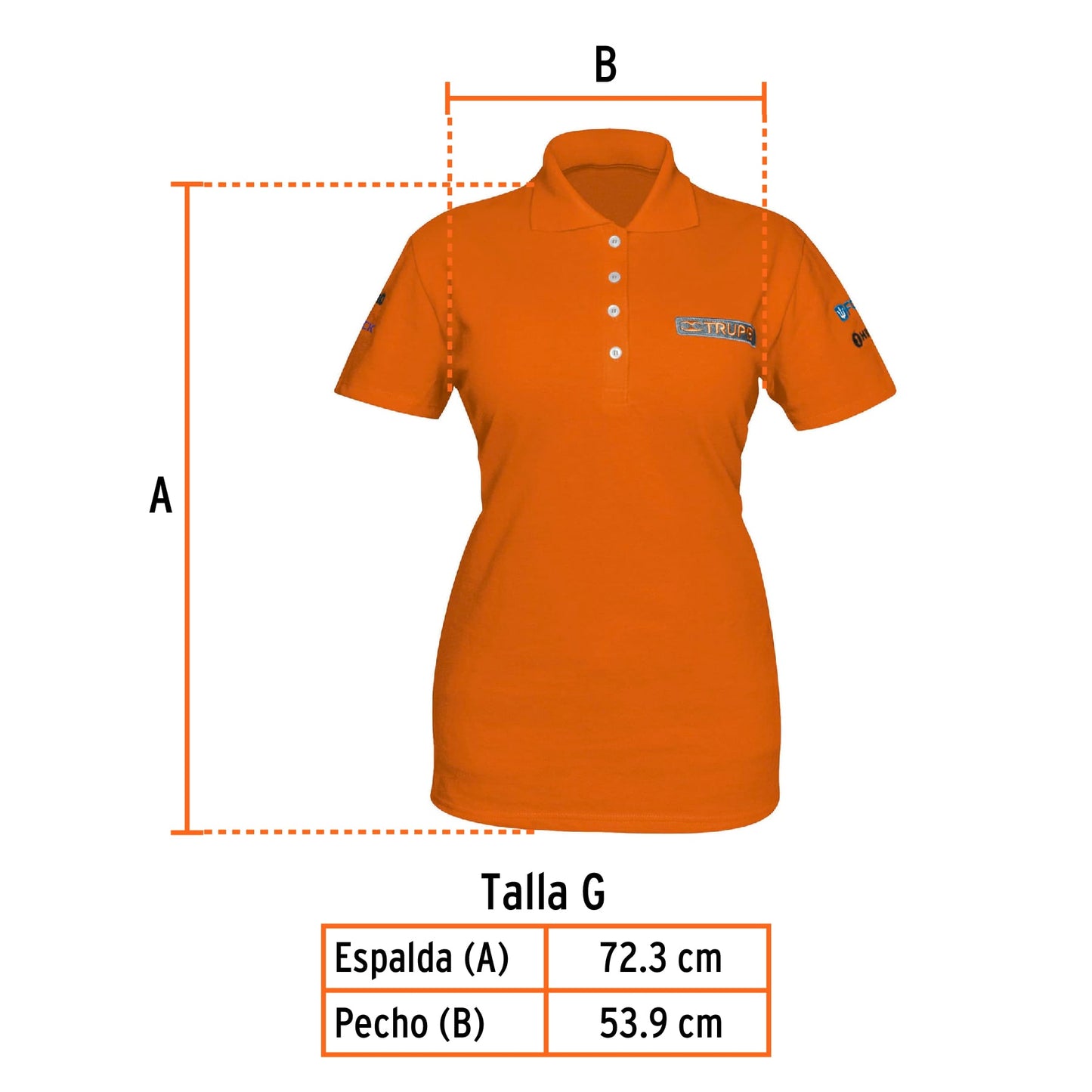 Playera polo para mujer color naranja en talla G con tejido piqué