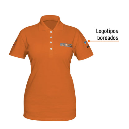 Playera polo para mujer color naranja en talla M con tejido piqué