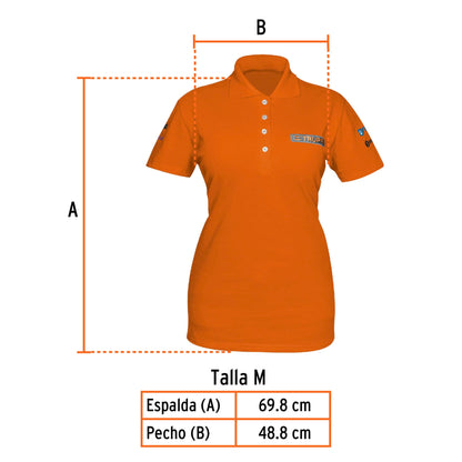 Playera polo para mujer color naranja en talla M con tejido piqué