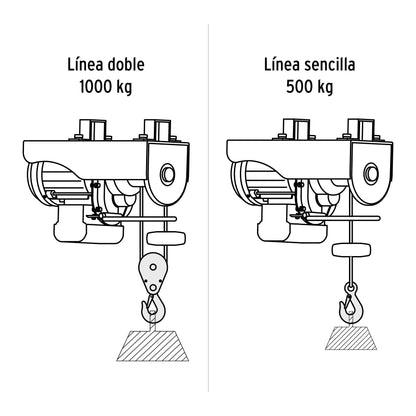 Polipasto eléctrico de 1000 kilogramos