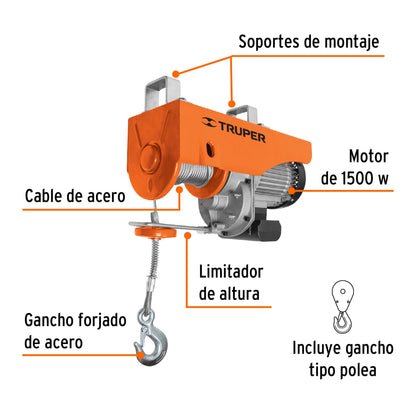 Polipasto eléctrico de 1000 kilogramos