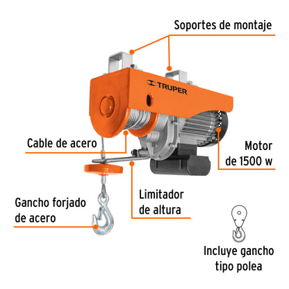 Polipasto eléctrico de 600 kilogramos