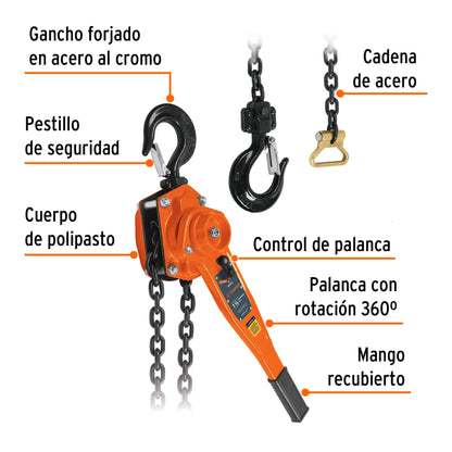 Polipasto de palanca de 1.5 toneladas