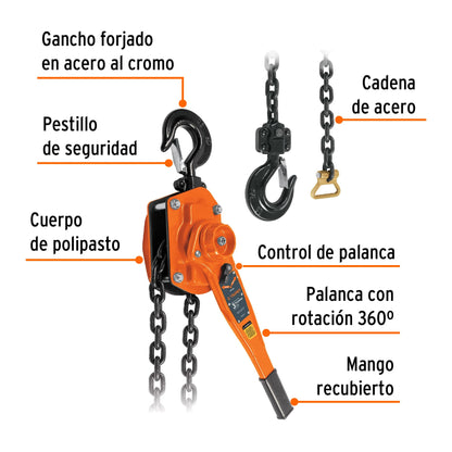 Polipasto de palanca de 3 toneladas