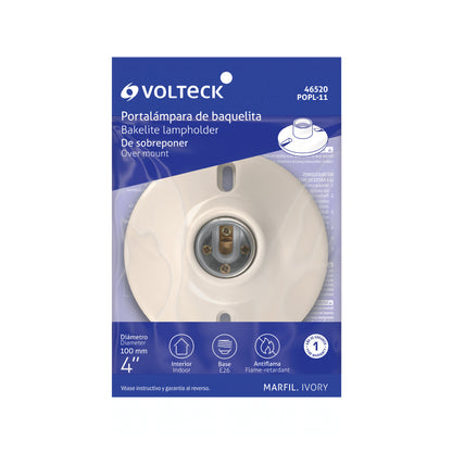 Portalámpara de baquelita de 4 in con casquillo de aluminio y base redonda