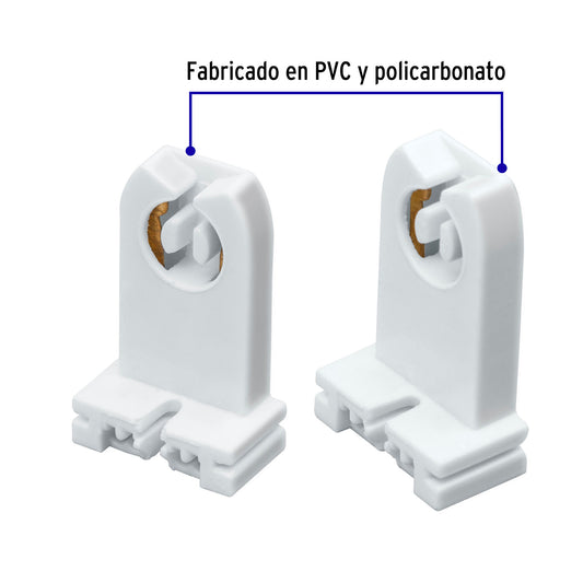 Portalámparas para tubo LED con base G13 en bolsa de 2 piezas