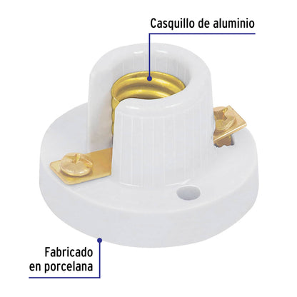 Portalámpara de porcelana para candil con base E12 y casquillo de aluminio