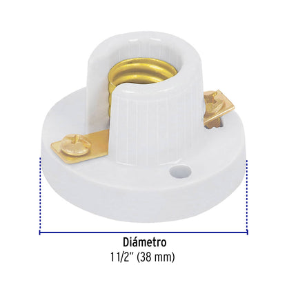 Portalámpara de porcelana para candil con base E12 y casquillo de aluminio