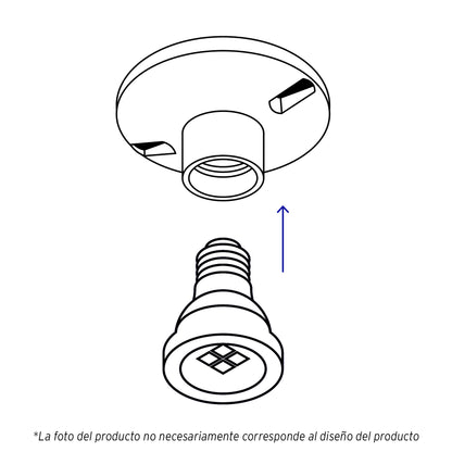 Portalámpara de porcelana cuadrado con casquillo de aluminio y base atornillable