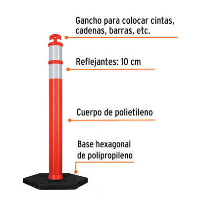 Poste delimitador de 115 cm de alto