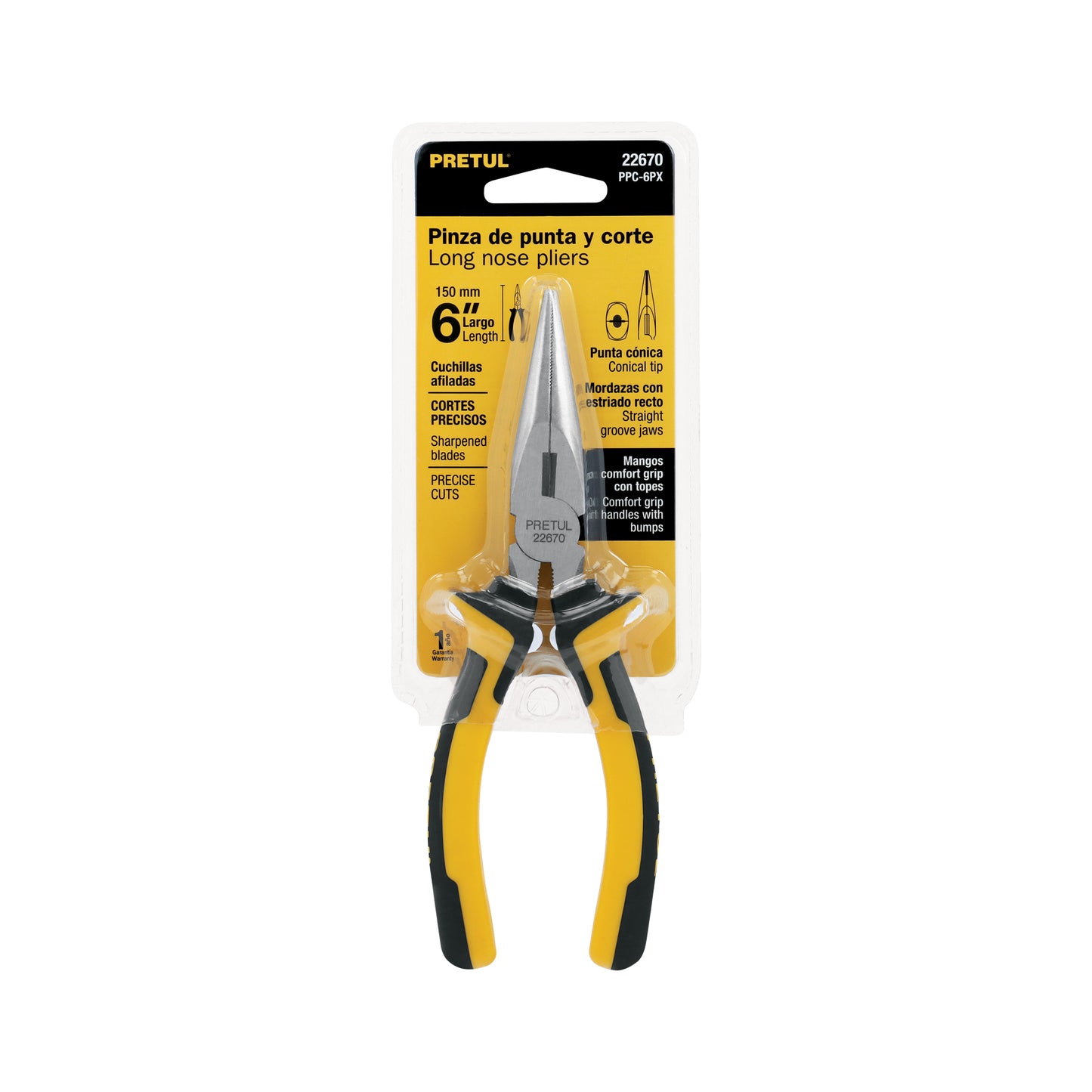 Pinza de punta y corte de 15 cm con mango Comfort Grip