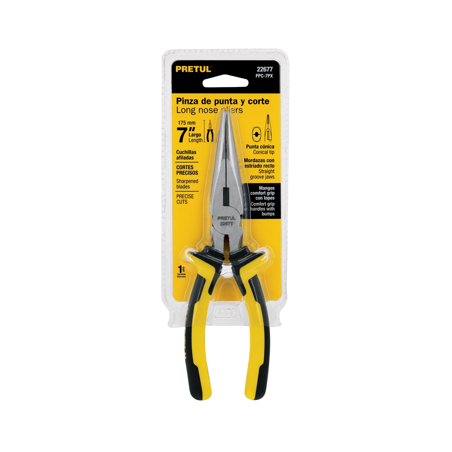 Pinza de punta y corte de 18 cm con mango Comfort Grip