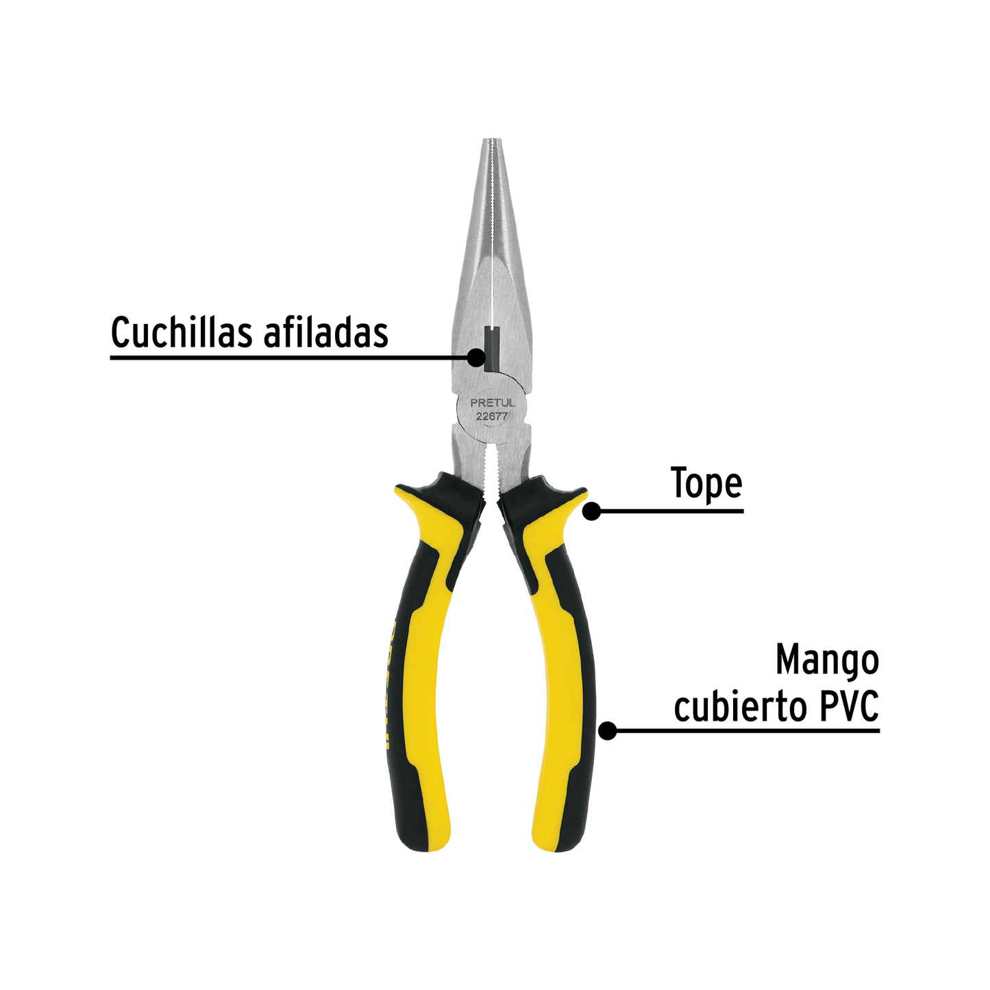 Pinza de punta y corte de 18 cm con mango Comfort Grip