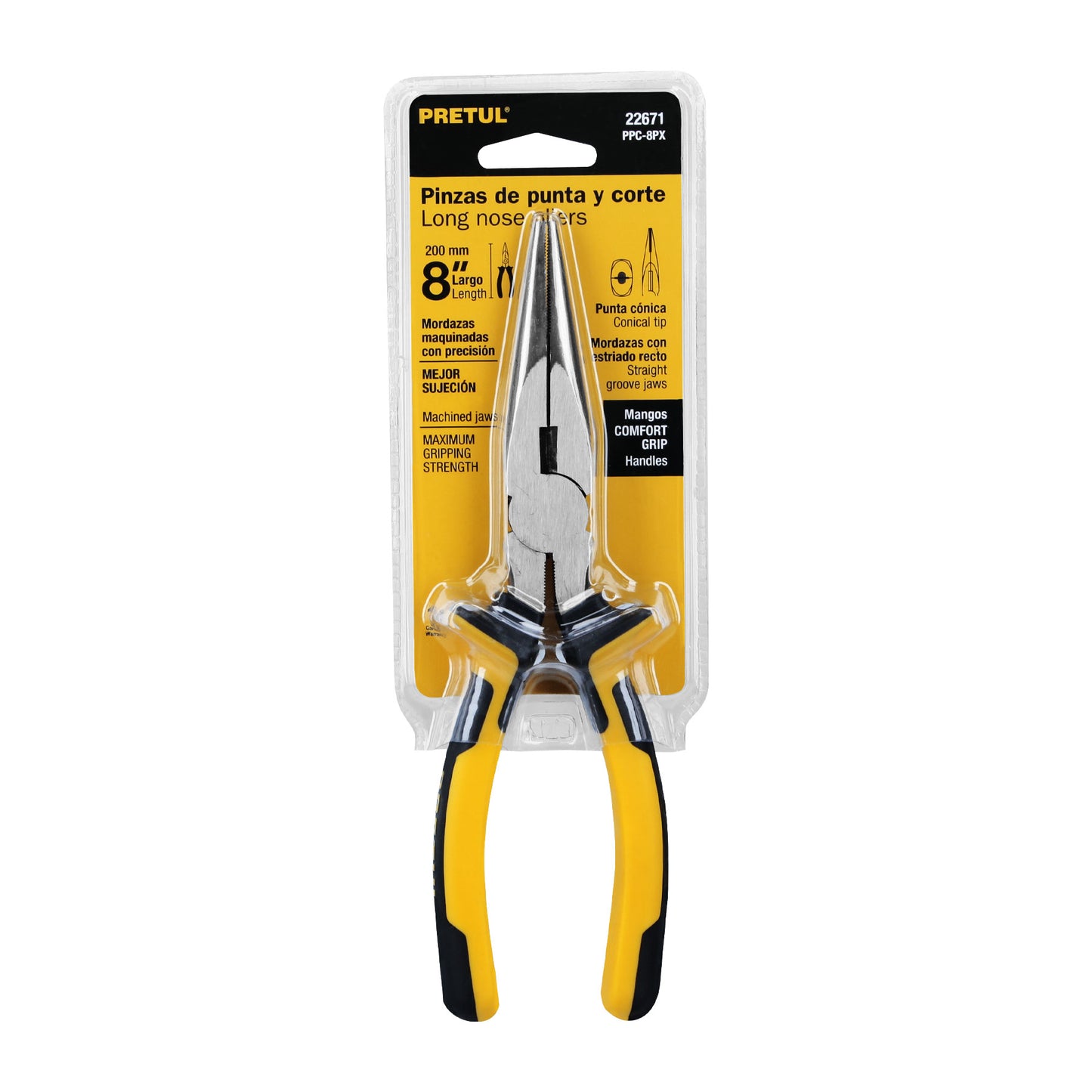 Pinza de punta y corte de 20 cm con mango Comfort Grip