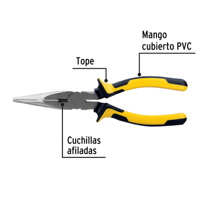 Pinza de punta y corte de 20 cm con mango Comfort Grip