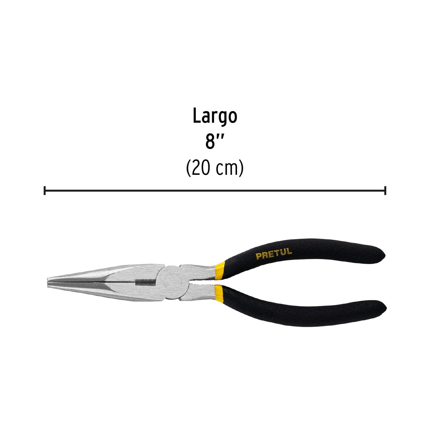 Pinza de punta y corte de 20 cm con mango de PVC