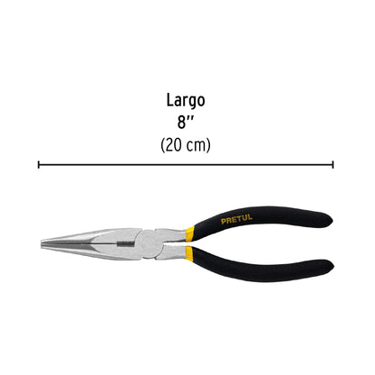 Pinza de punta y corte de 20 cm con mango de PVC