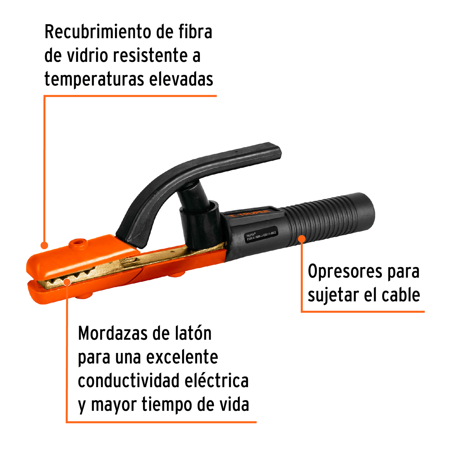 Pinza porta electrodo de 500 A Recubrimiento