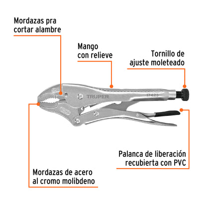 Pinza de presión 10 mordaza curva