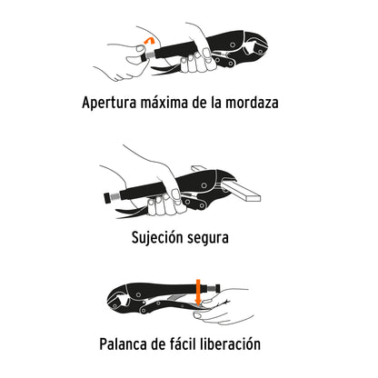 Pinza de presión 7 mordaza curva