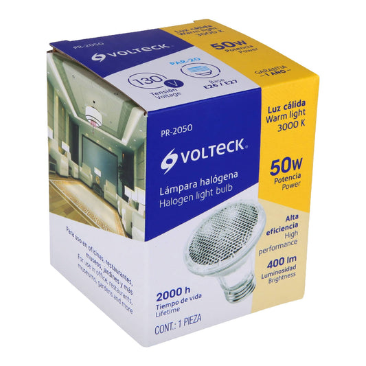 Lámpara halógena PAR20 de 50 W con luz cálida