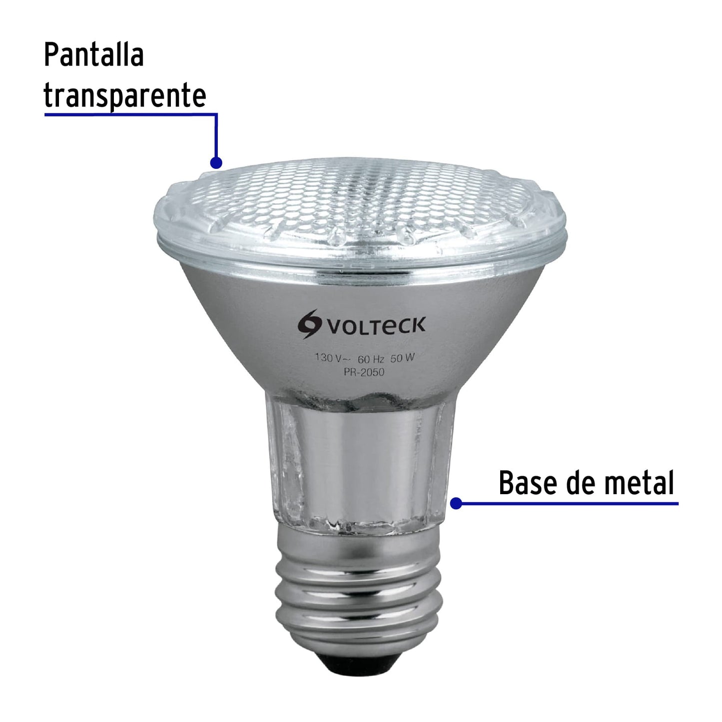 Lámpara halógena PAR20 de 50 W con luz cálida