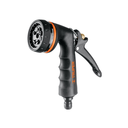 Pistola para riego de 8 funciones con recubrimiento metálico