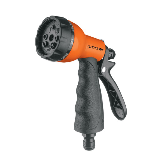 Pistola plástica para riego de 8 funciones con recubrimiento