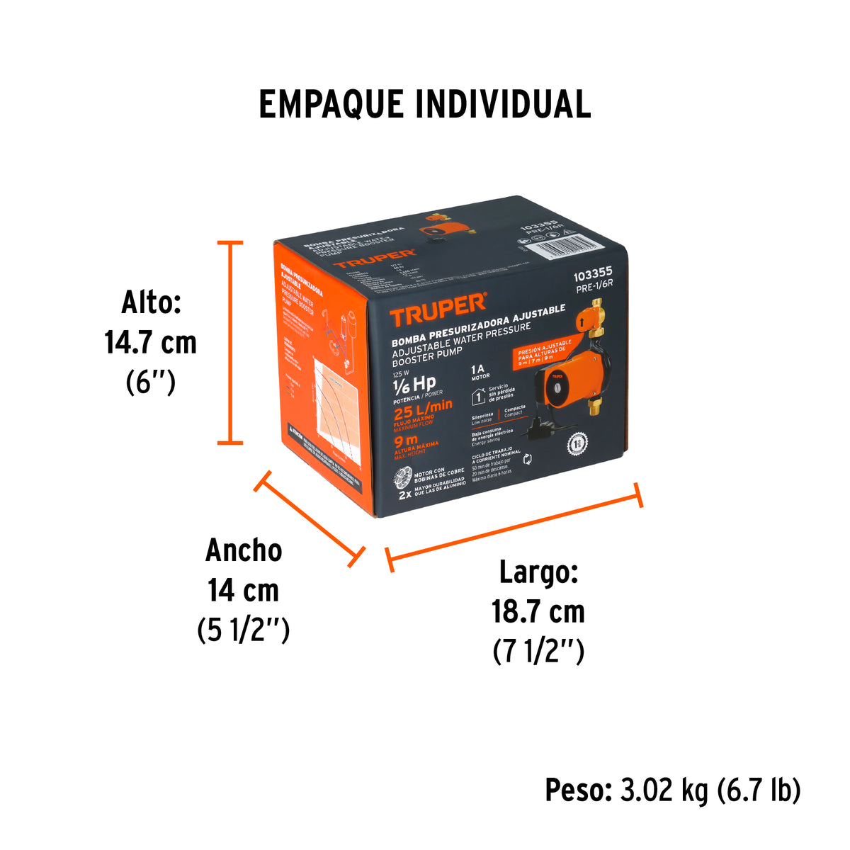 Bomba presurizadora 1/6 HP, con presión ajustable · vista 7