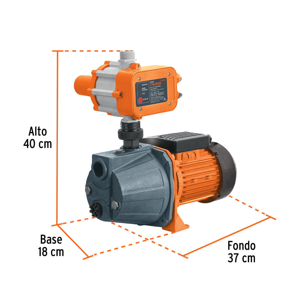 Bomba presurizadora jet hierro 1 HP con control · vista 3