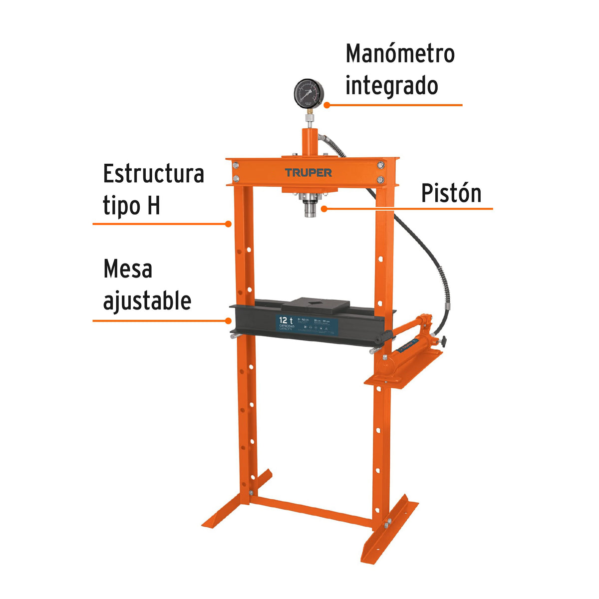 Prensa hidráulica H 12 ton pistón