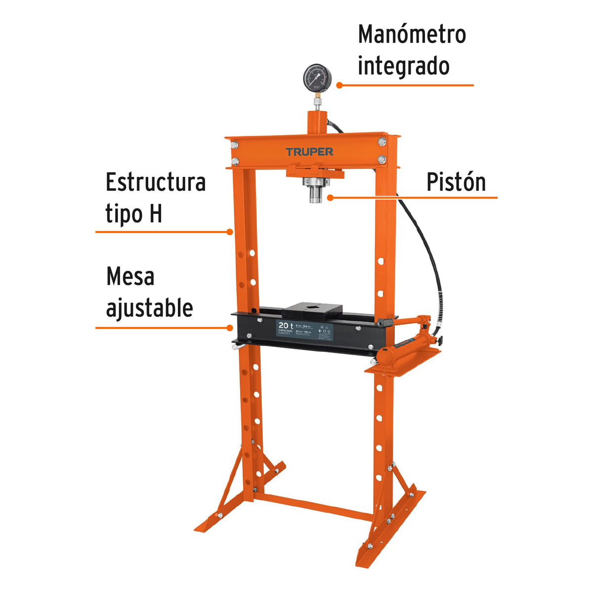 Prensa hidráulica H 20 ton pistón