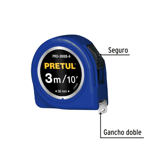 Flexómetro azul 3 m cinta 13 mm, en tarjeta · vista 2