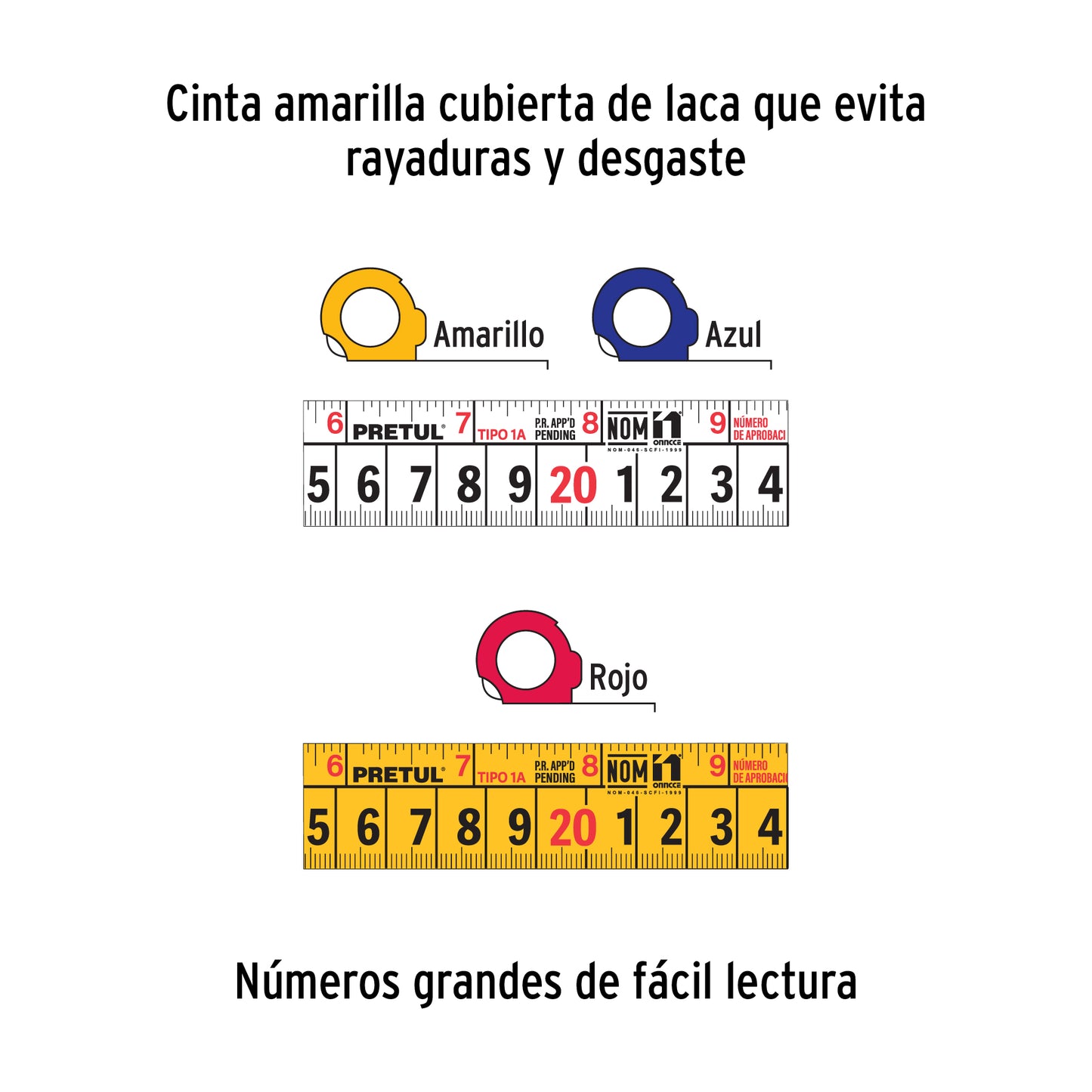 Cinta métrica de 8 m con cinta de 25 mm en display box con 6 piezas