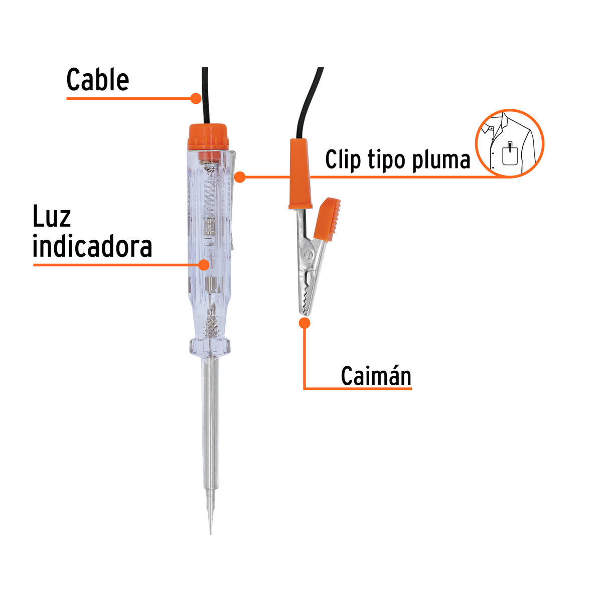 Probador de circuitos directa 14 cm caimán