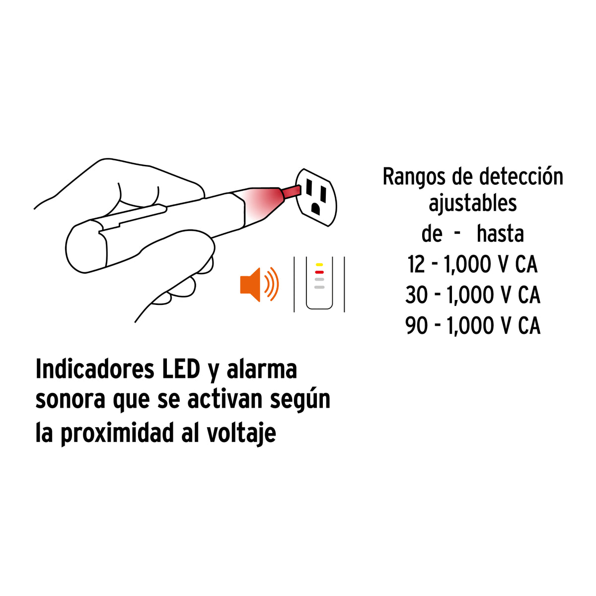 Probador de voltaje sin contacto de triple rango · vista 5