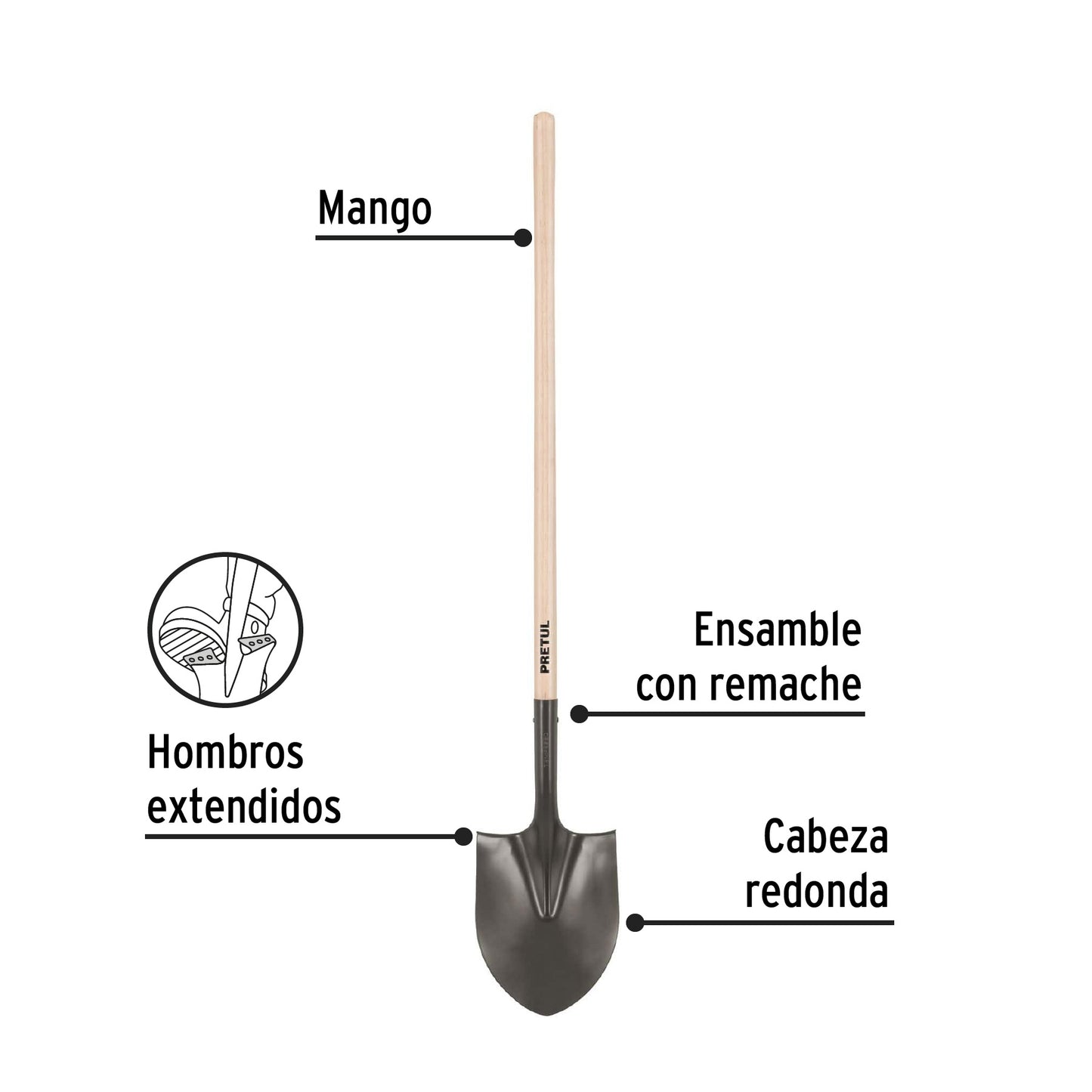Pala redonda mango largo Pretul El Salvador