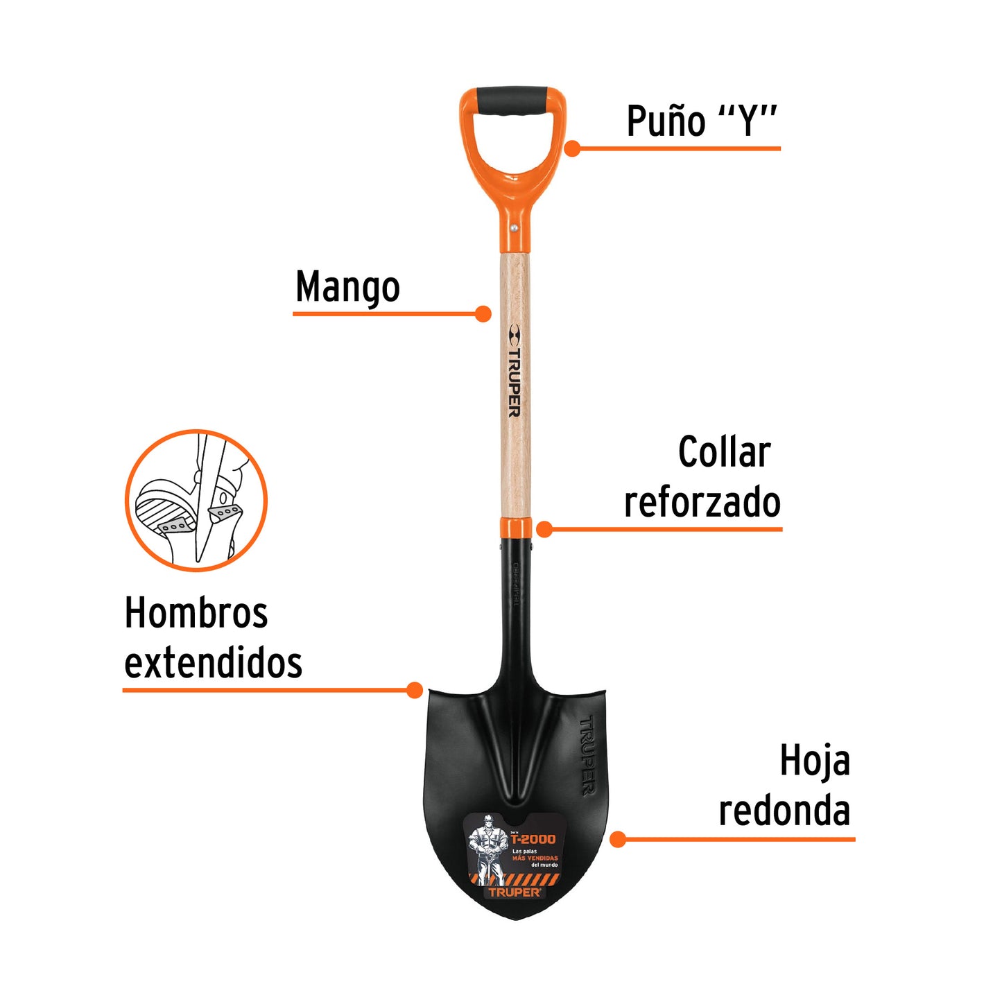Pala T-2000 redonda con puño Y offset El Salvador