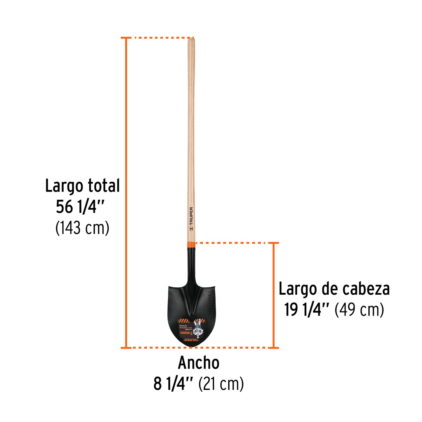 Pala T-2000 redonda con mango largo El Salvador