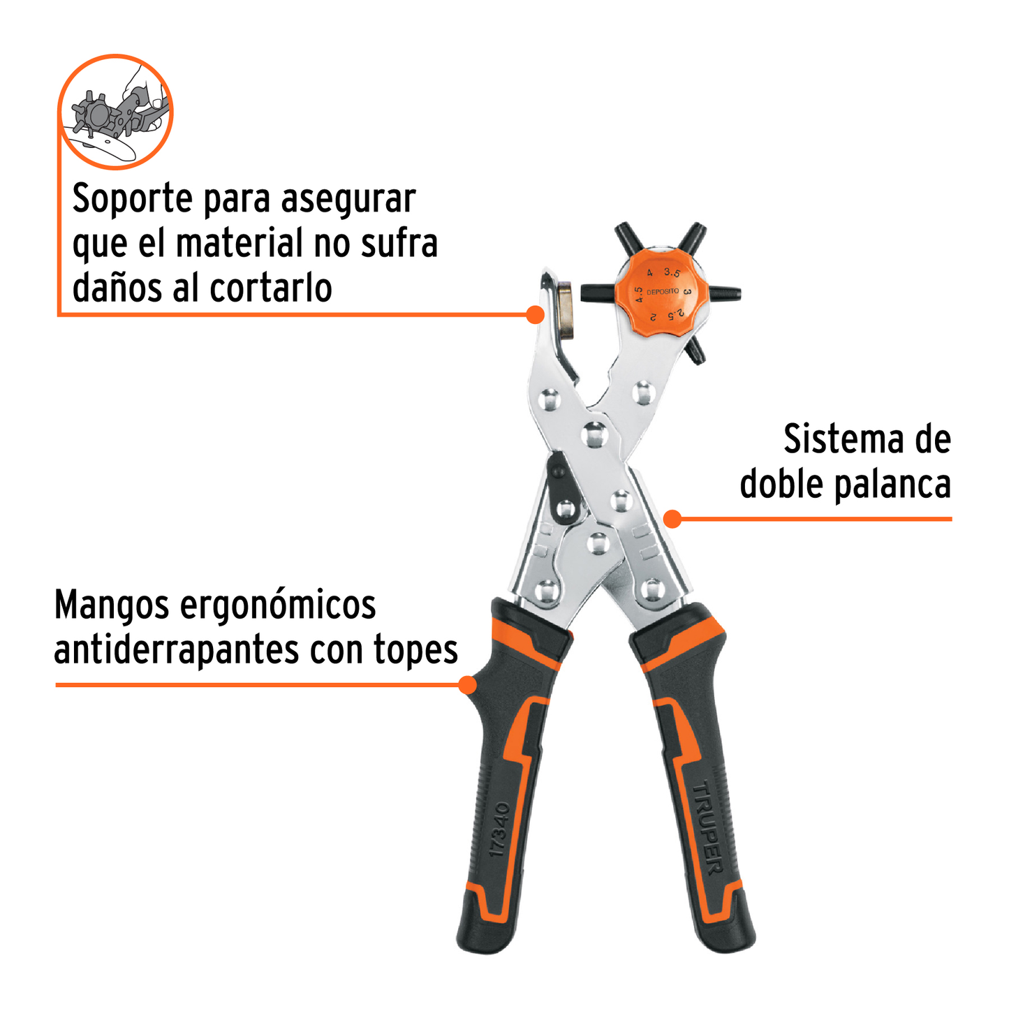 Pinza sacabocados de 9 pulgadas con mango recubierto de PVC