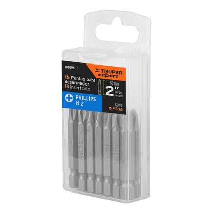 Puntas de Cruz PH2 de 2"  Estuche con 15 unidades