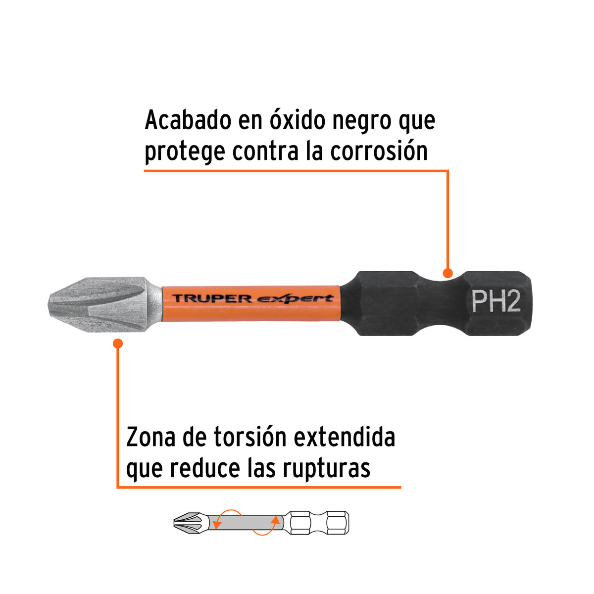 Estuche con 50 puntas de cruz PH2 de impacto largo 2" · vista 3