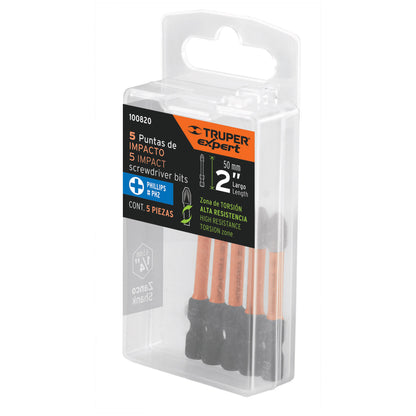 Puntas de Cruz PH2 de 2"  Estuche con 5 unidades