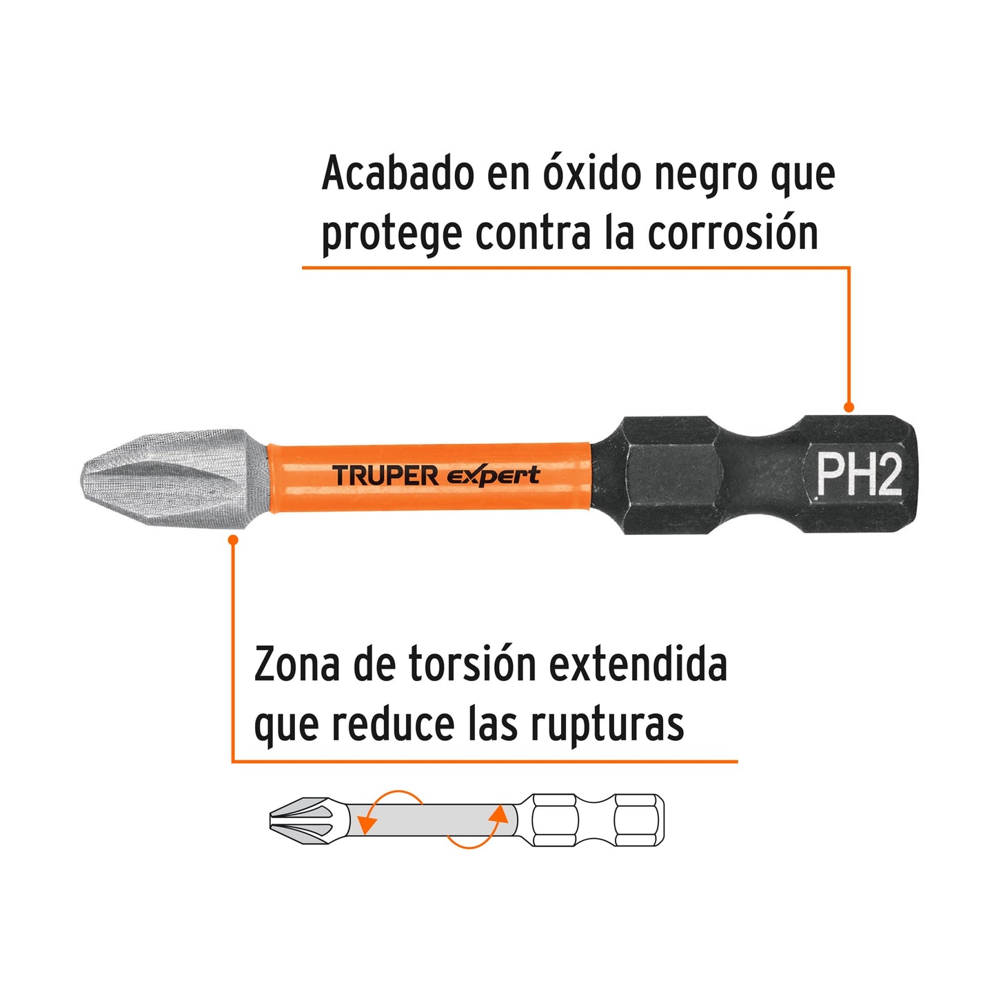 Puntas de Cruz PH2 de 2"  Estuche con 5 unidades