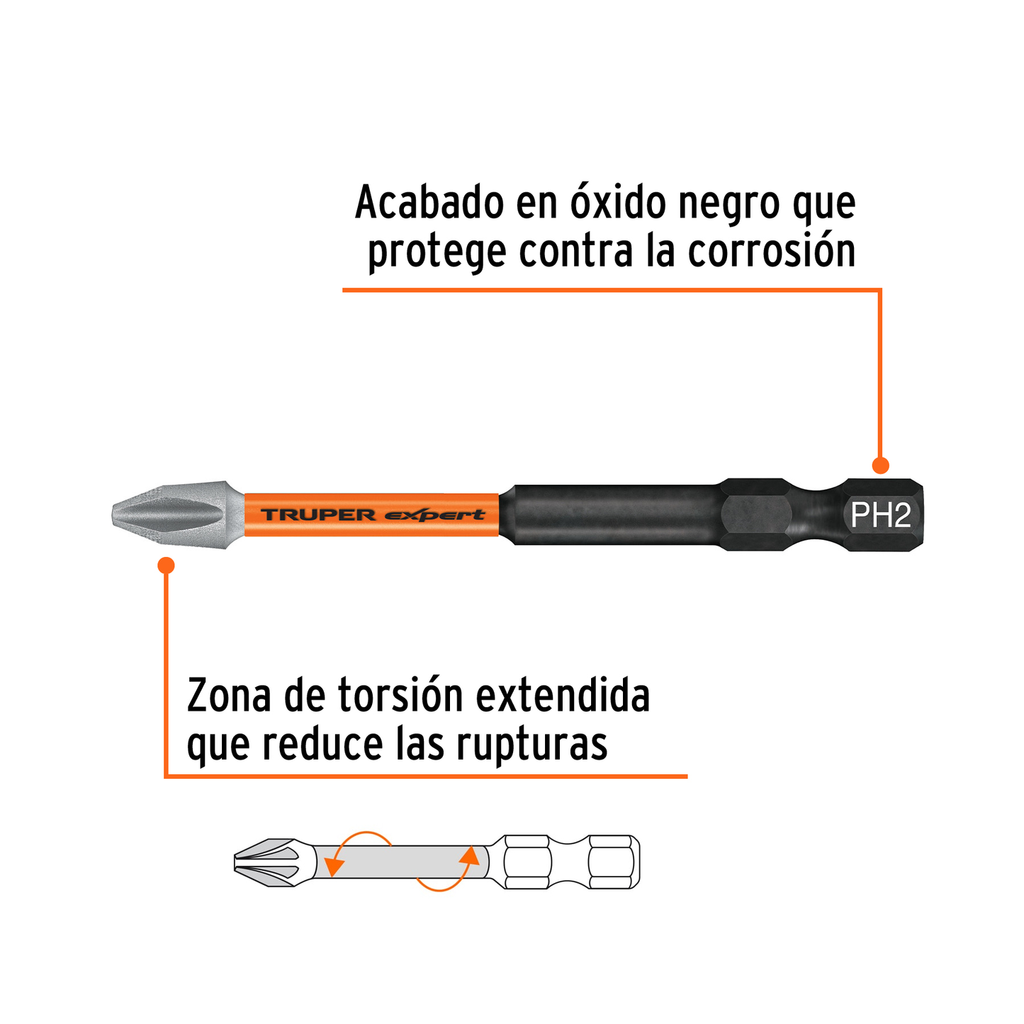 Puntas de Cruz PH2 de 3" Estuche con 5 unidades